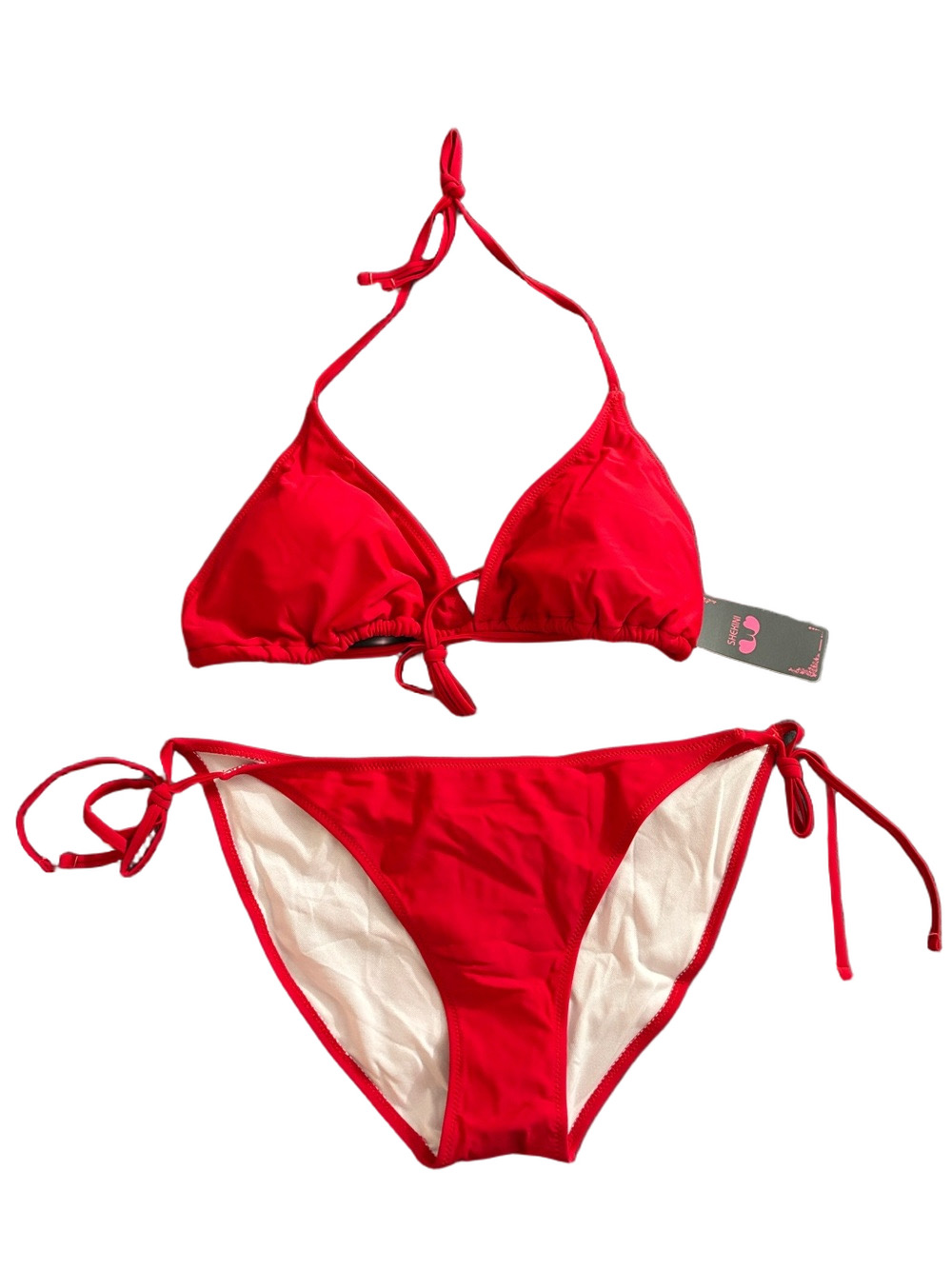 SHEKINI Red String Bikini Set Halter Tie Side XL NWT
